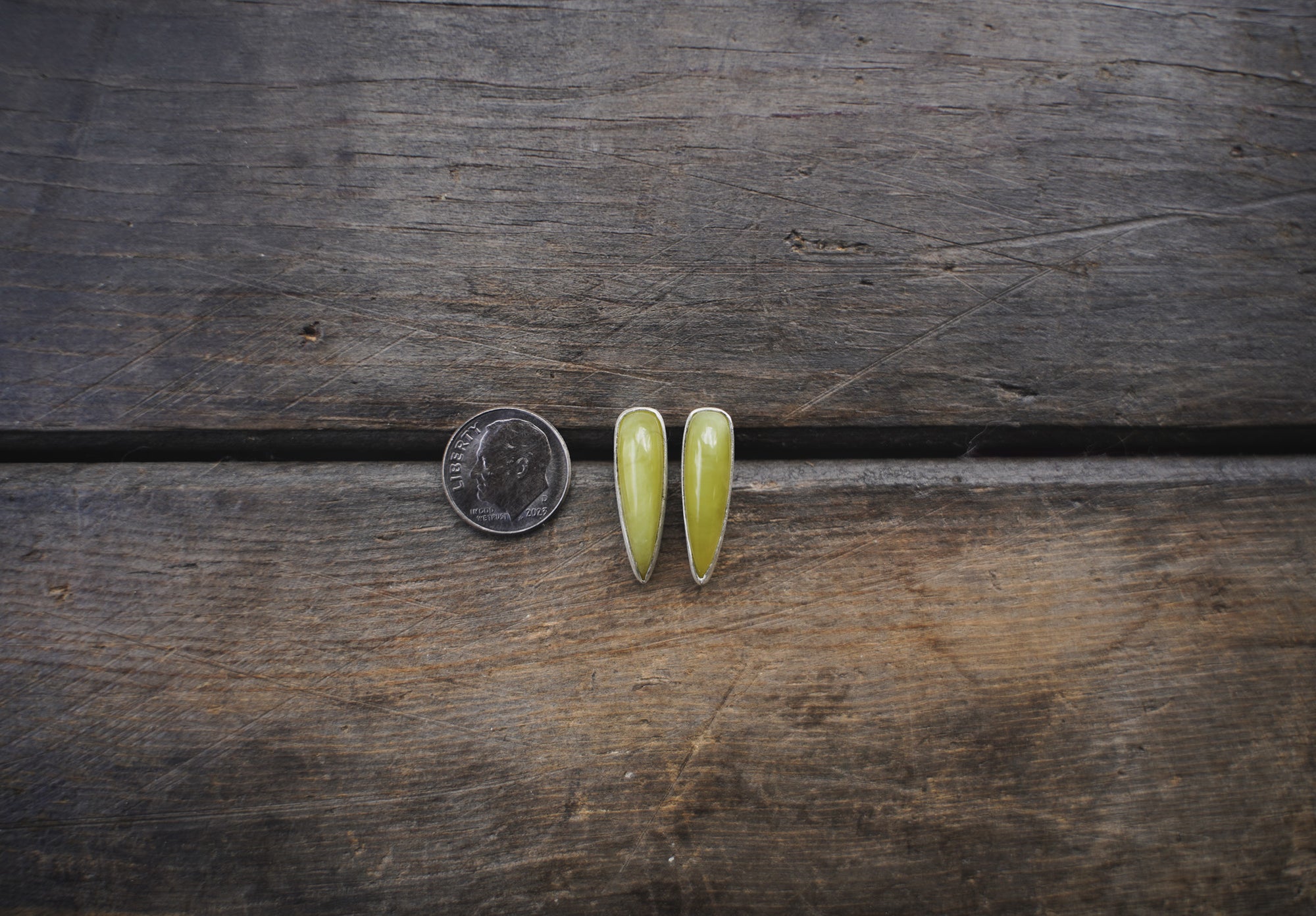 Vesuvianite Spike Earrings ~ Medium