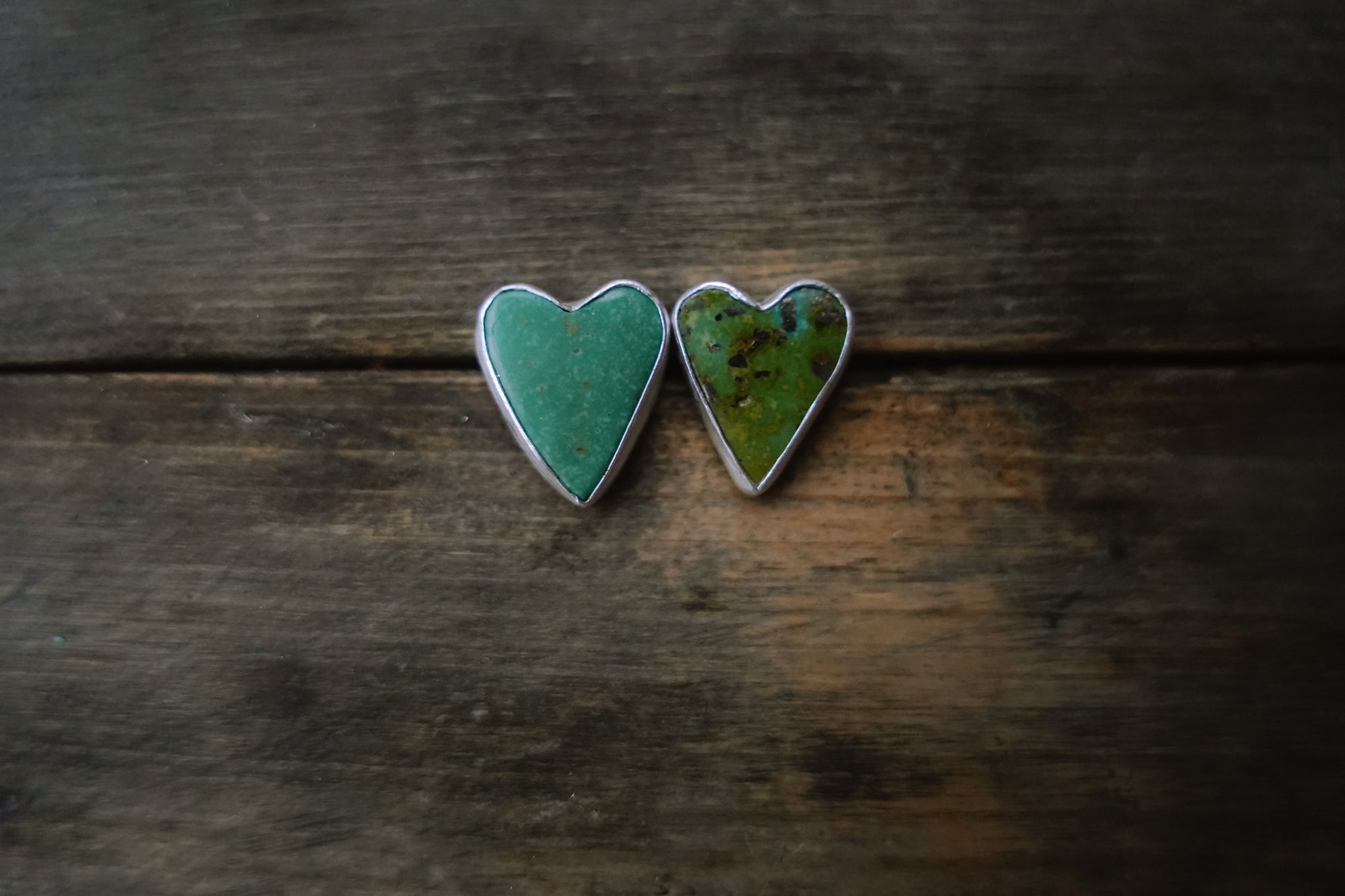 Heart on Your Sleeve Studs ~ Sterling Silver + Turquoise