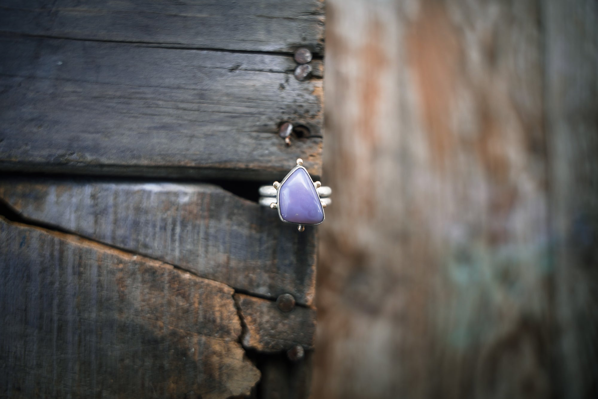 The Realm Rings ~ Lilac Chalcedony No. 1. ~ Reclaimed 14kt Gold + Sterling Silver ~ Size 9