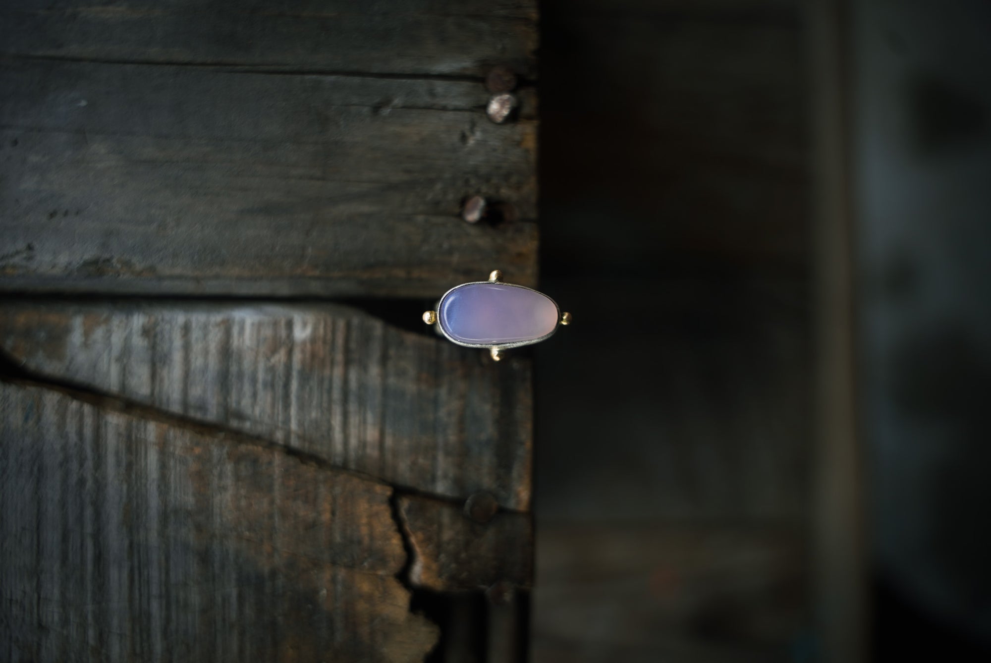 The Realm Rings ~ Lilac Chalcedony No. 2 ~ Reclaimed 14kt Gold + Sterling Silver ~ Size 7.25