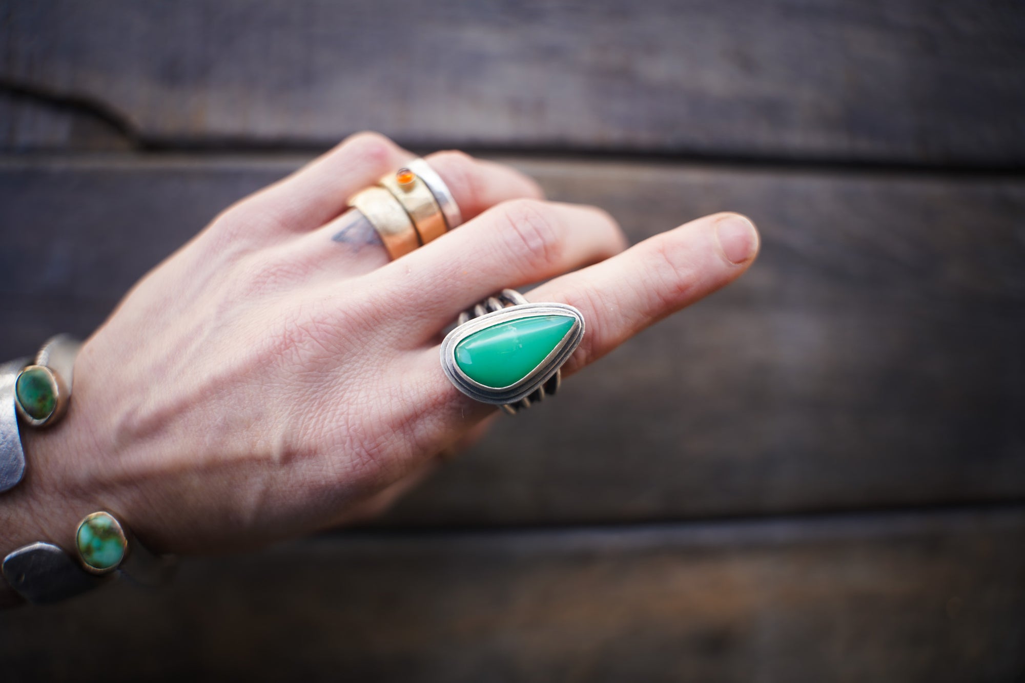 The Chrysoprase Ring No. 2 ~ Wide Band ~ Size 8.25/8.5