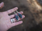 Axis Earrings ~ Sterling + 18KT Gold + Black Jack Turquoise