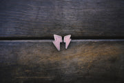 Asymmetrical Bolt Earrings ~ Sterling Silver + Pink Opal