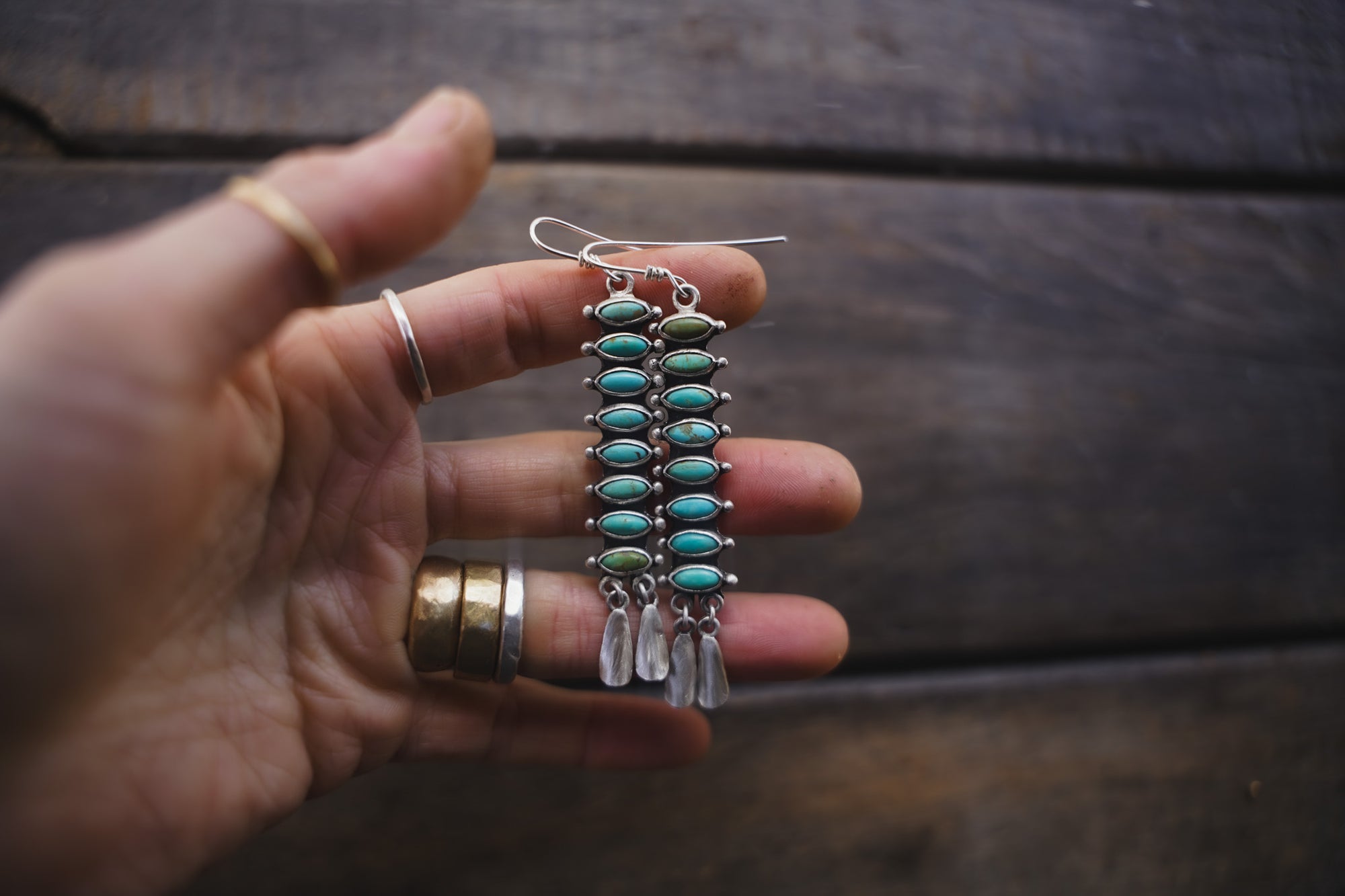 The Vertabrae Earrings ~ Sterling Silver + American-Mined Turquoise