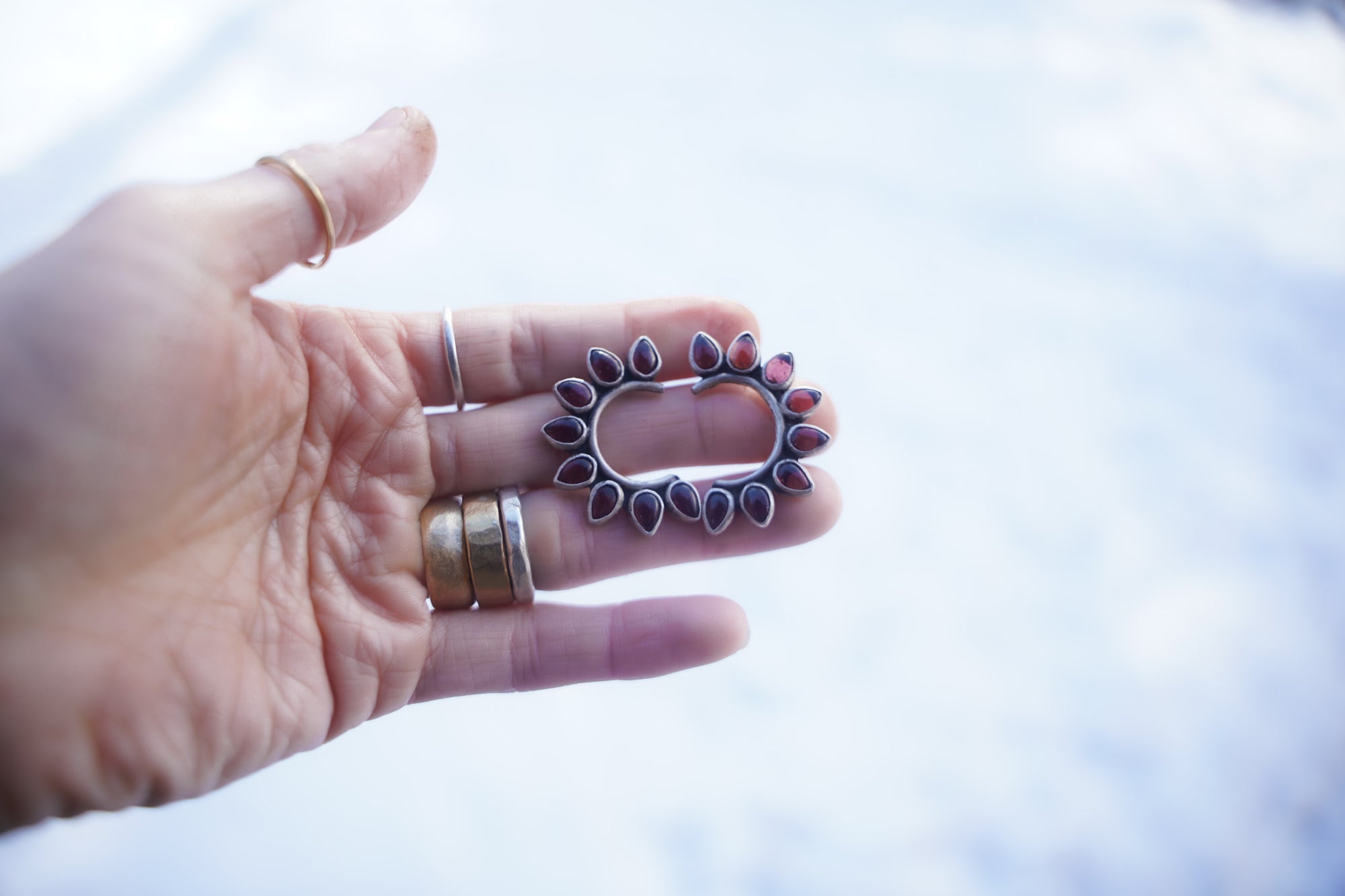 The Petal Earrings ~ Montana Garnet