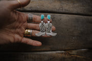 Giddy Up Posts ~ Turquoise + Sterling Silver + 24k Gold Keum-Boo Overlay