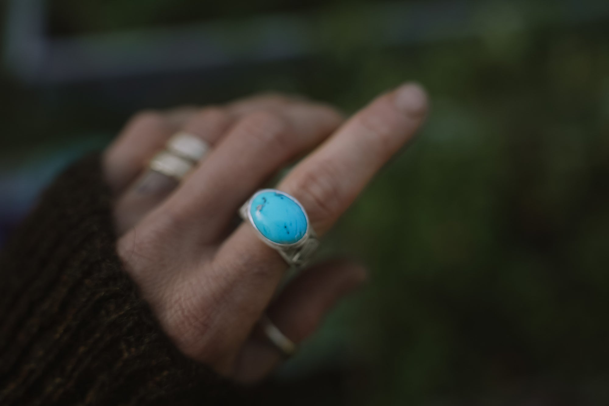 Above Snakes Ring ~ Sterling Silver + Turquoise ~ Signet Band ~ Size 7.25