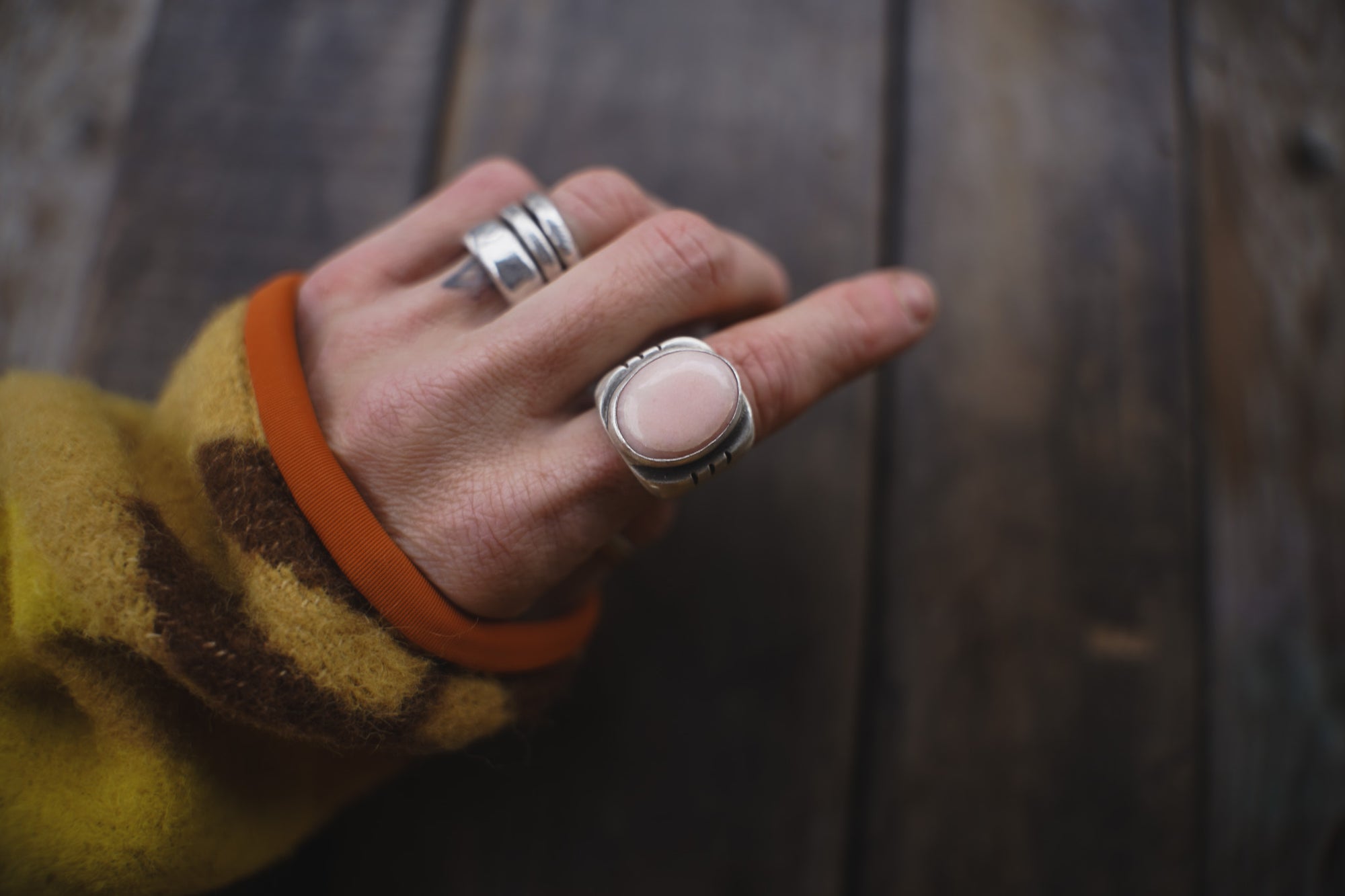 Pink Flush Signet Ring ~ Size 7.5