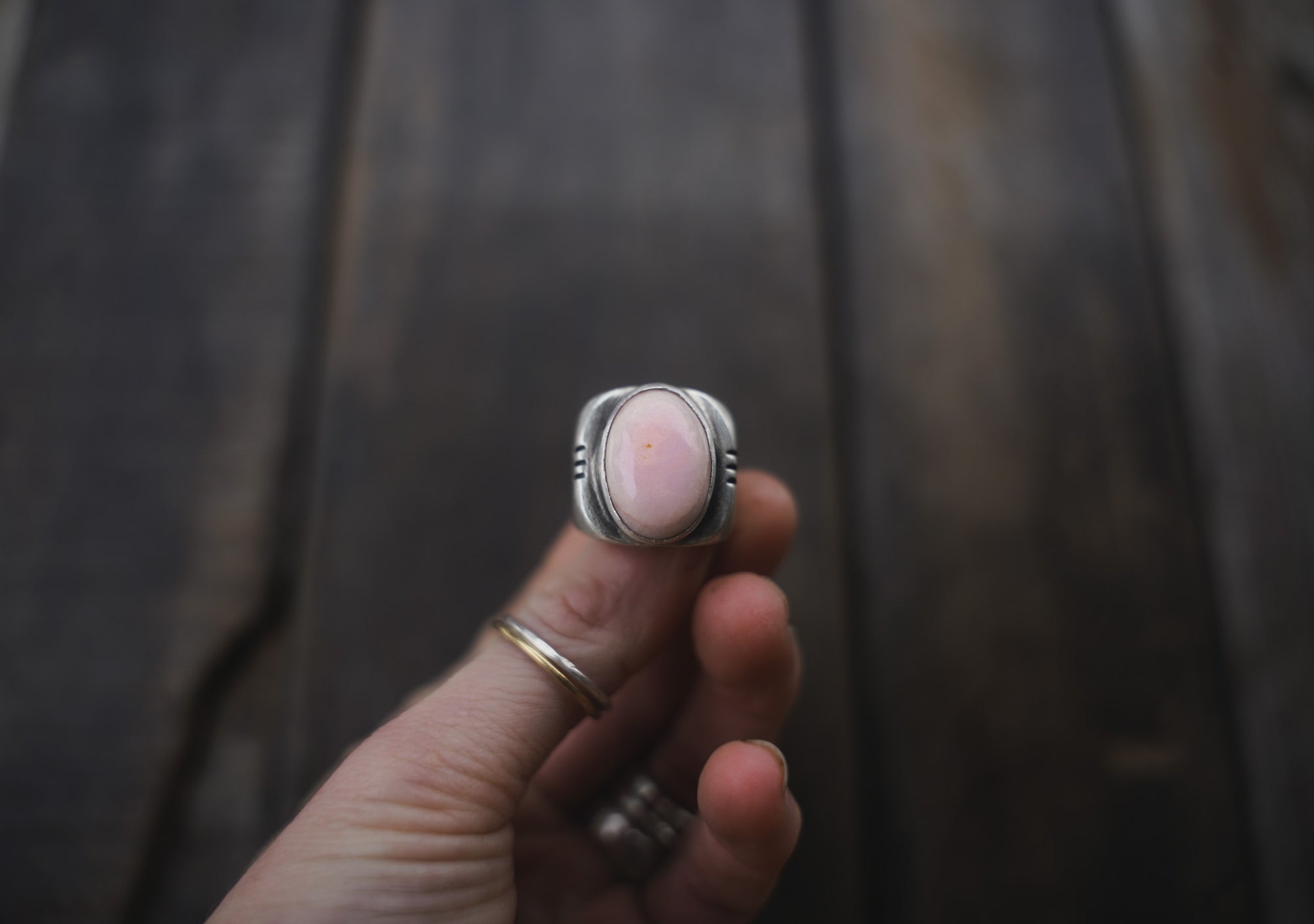 Pink Flush Signet Ring ~ Size 7.5