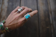 Fortress Turquoise Signet Ring ~ Size 6