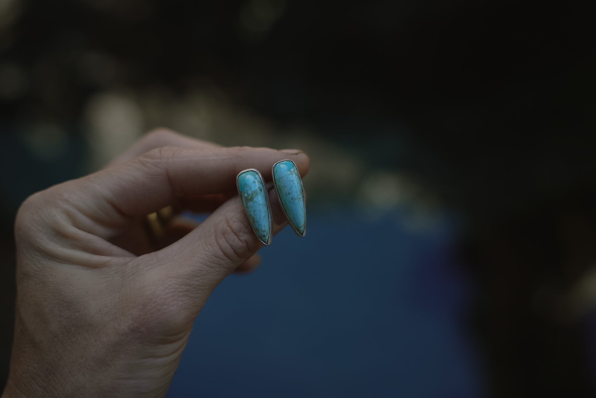 Turquoise Spike Earrings ~ Sterling Silver ~ Medium
