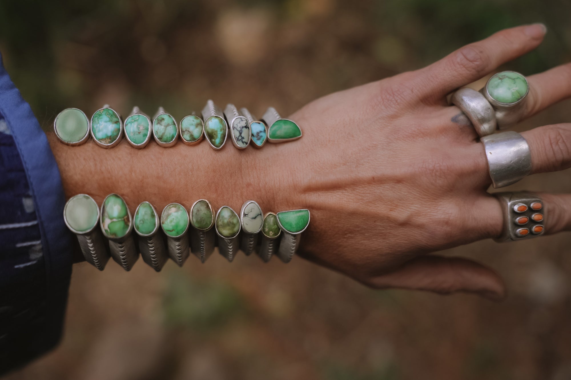 Negative Space Cuff ~ Slim ~ Sterling Silver ~ Kingman + Sonoran Turquoise + 18K Gold