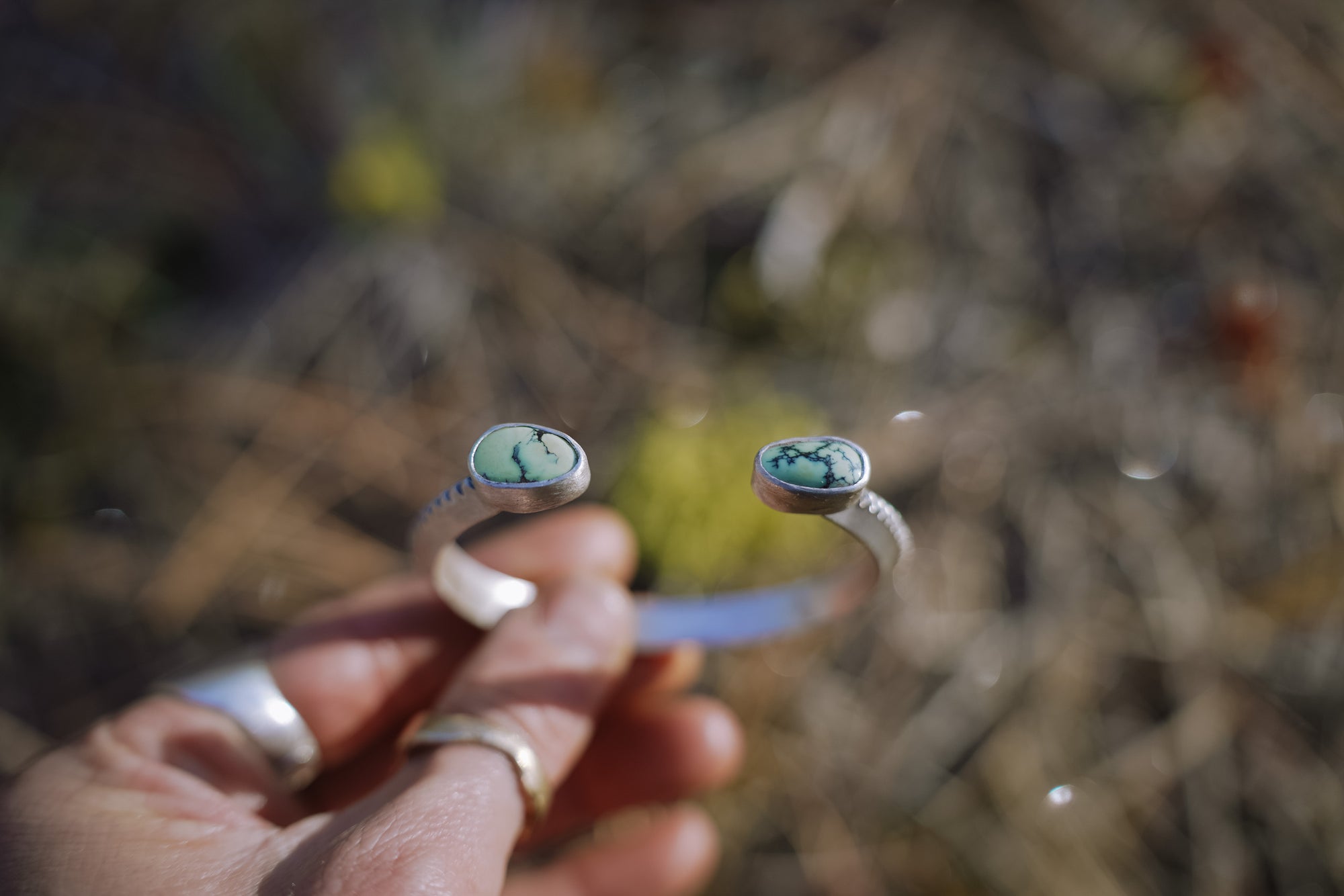 Negative Space Cuff ~ Thick Edition ~ Sterling Silver + Variscite ~ Small
