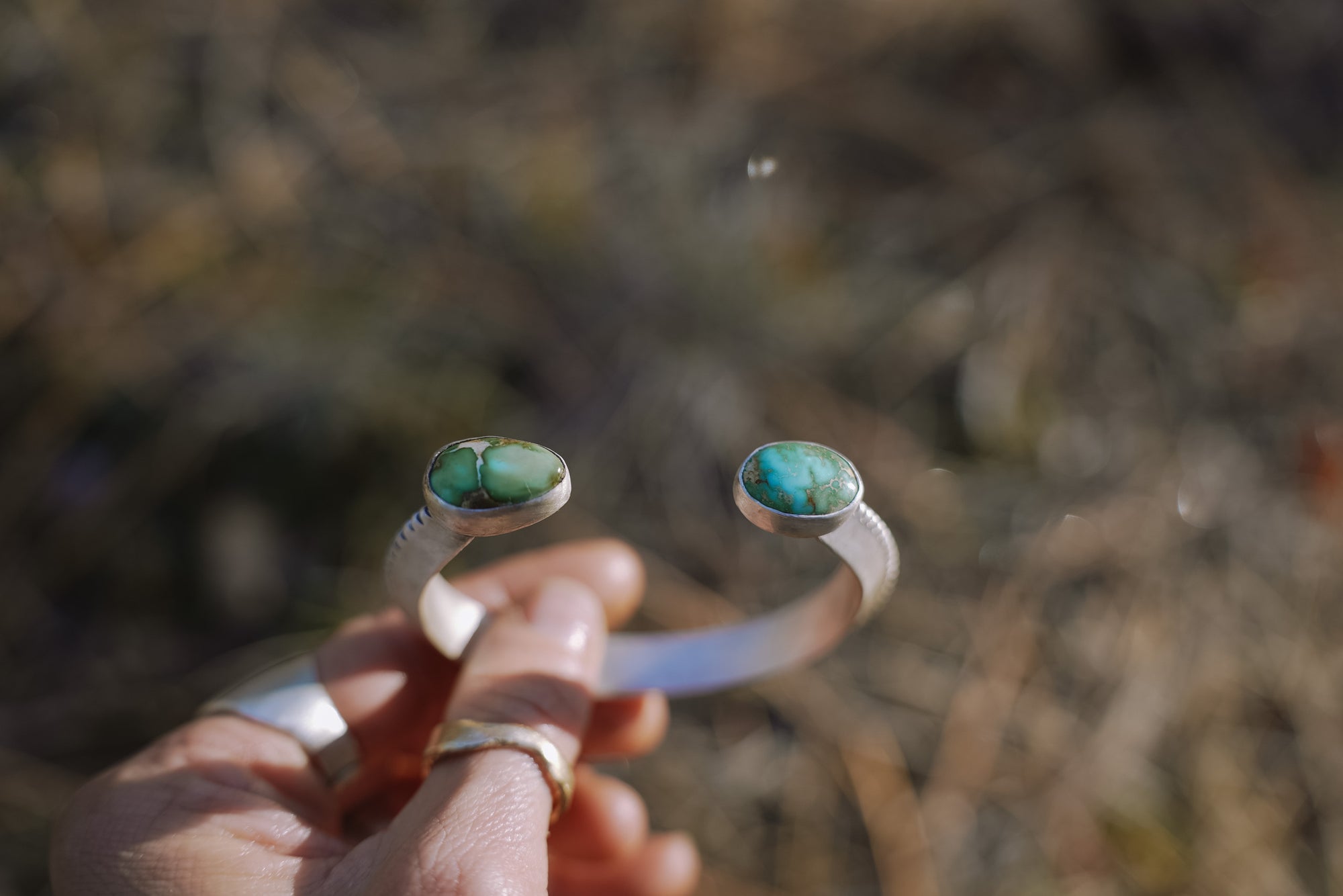 Negative Space Cuff ~ Thick Edition ~ Sterling Silver + Sonoran Turquoise ~ Medium