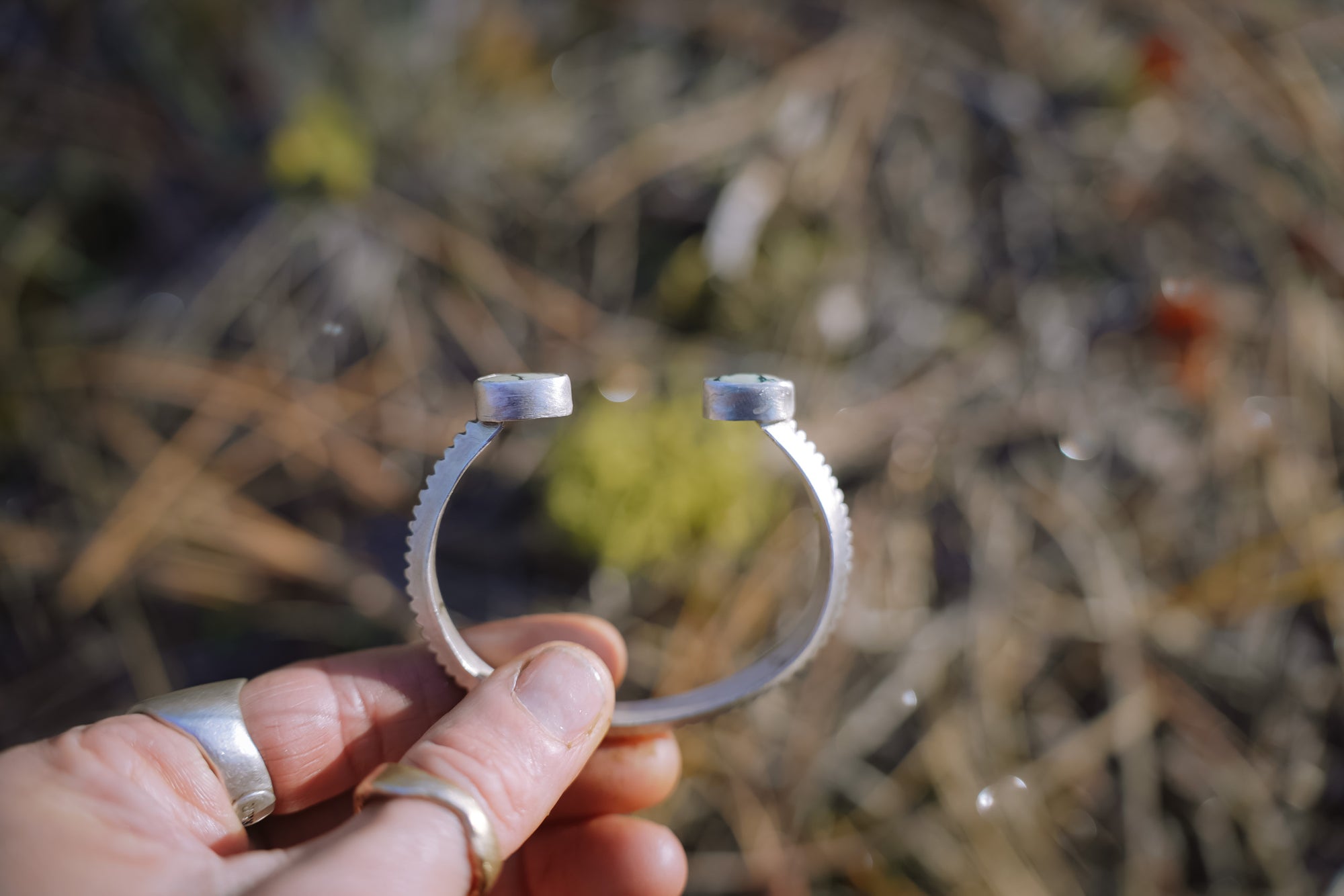 Negative Space Cuff ~ Thick Edition ~ Sterling Silver + Variscite ~ Small