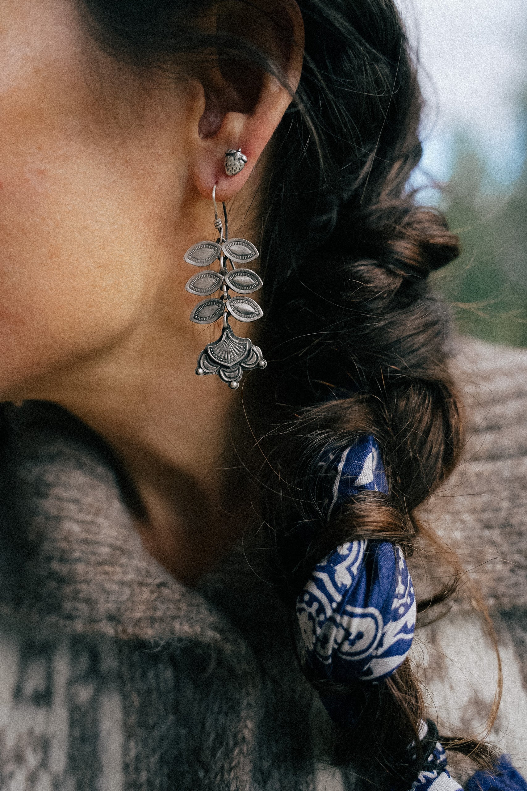 CORE Collection PREORDER ~ Folk Flower Dangle Earrings ~ Reclaimed Sterling Silver