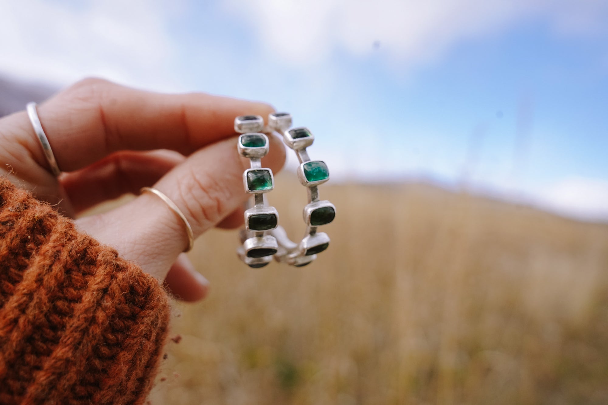 Verde Hoops ~ Sterling Silver + Kyanite