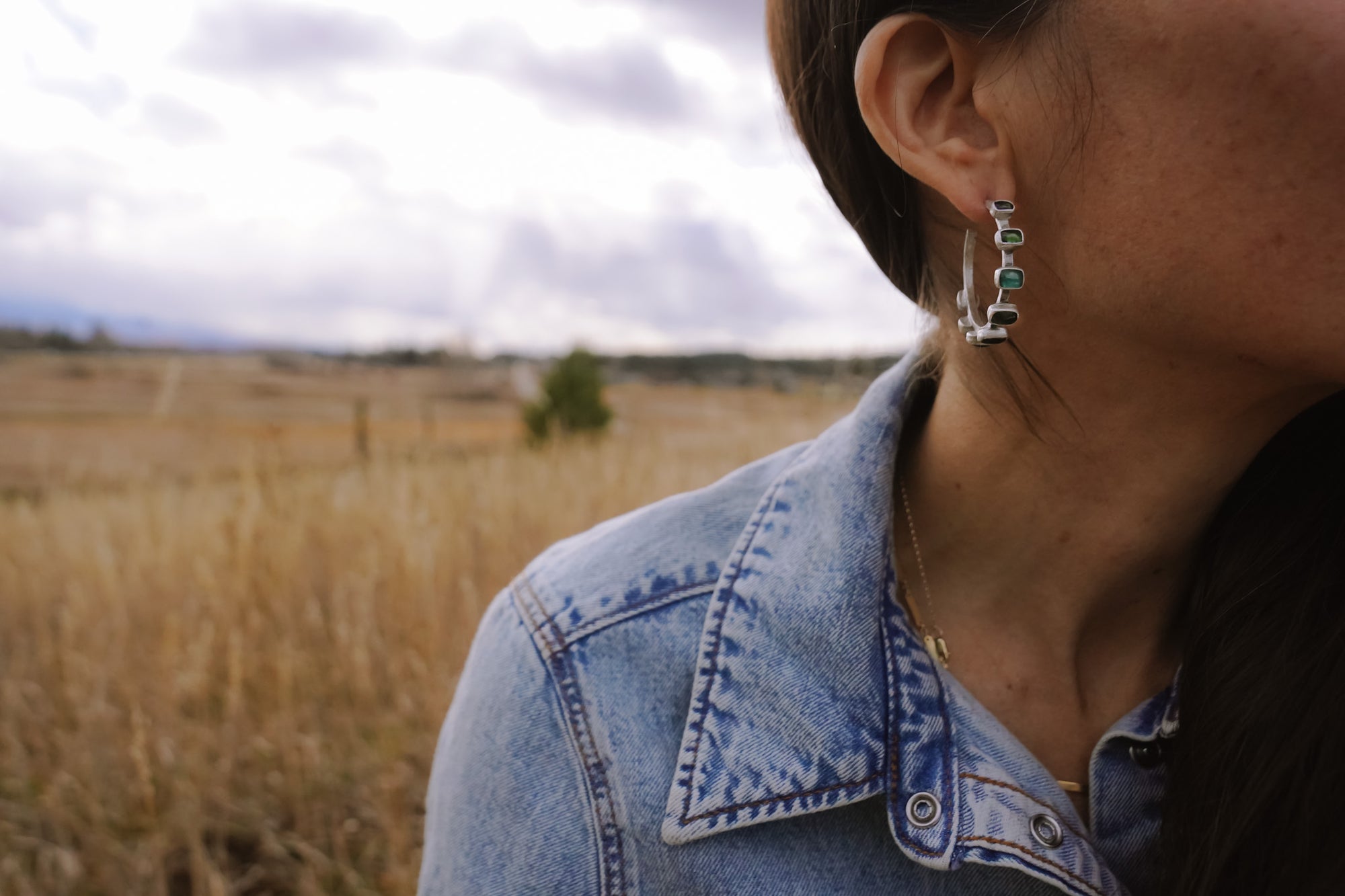 Verde Hoops ~ Sterling Silver + Kyanite