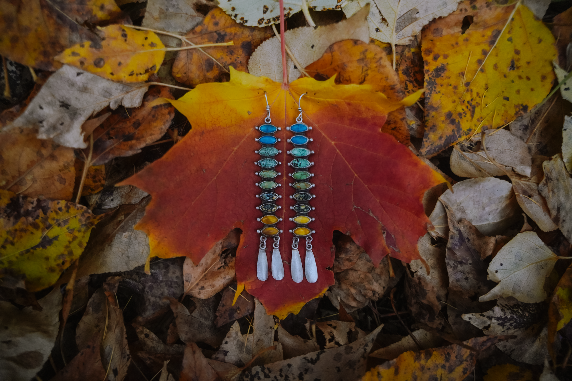 The Vertabrae Earrings ~ American-Mined Turquoise + Sterling Silver