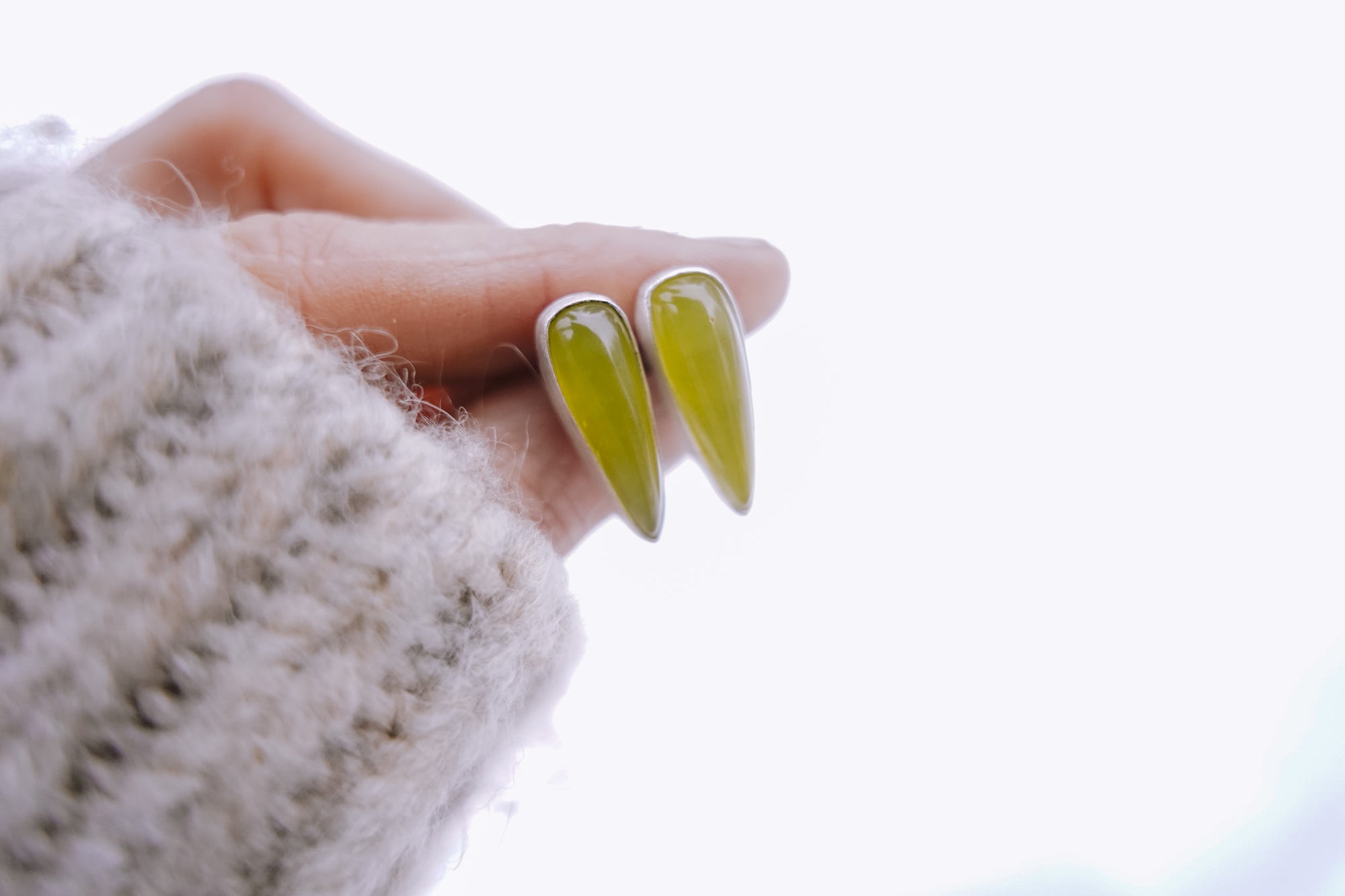 Vesuvianite Spike Earrings ~ Sterling Silver ~ Medium