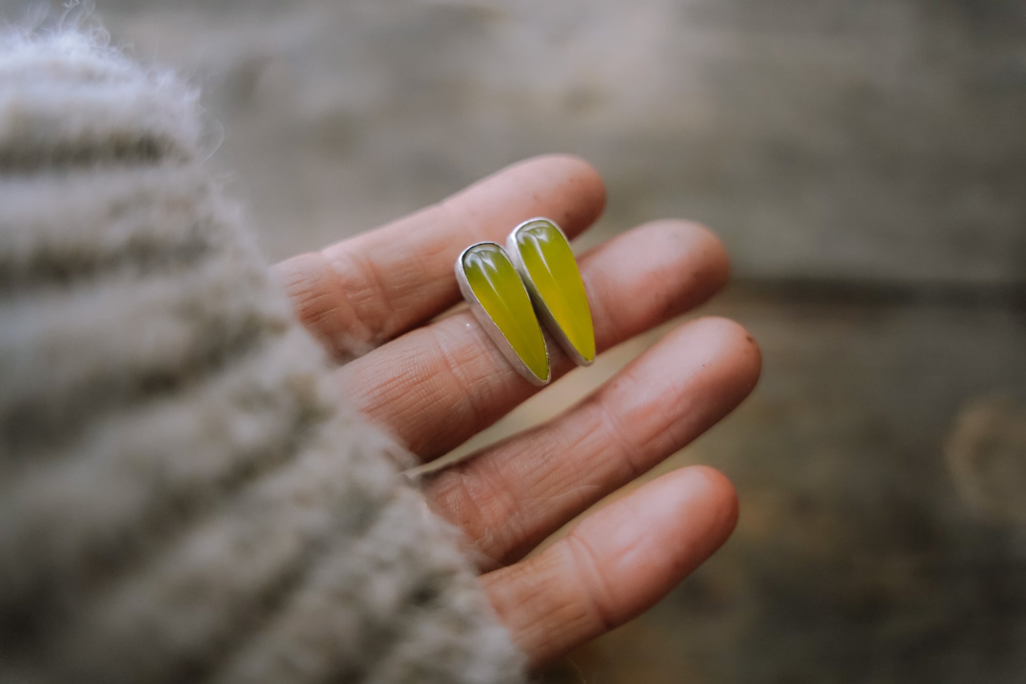 Vesuvianite Spike Earrings ~ Sterling Silver ~ Medium