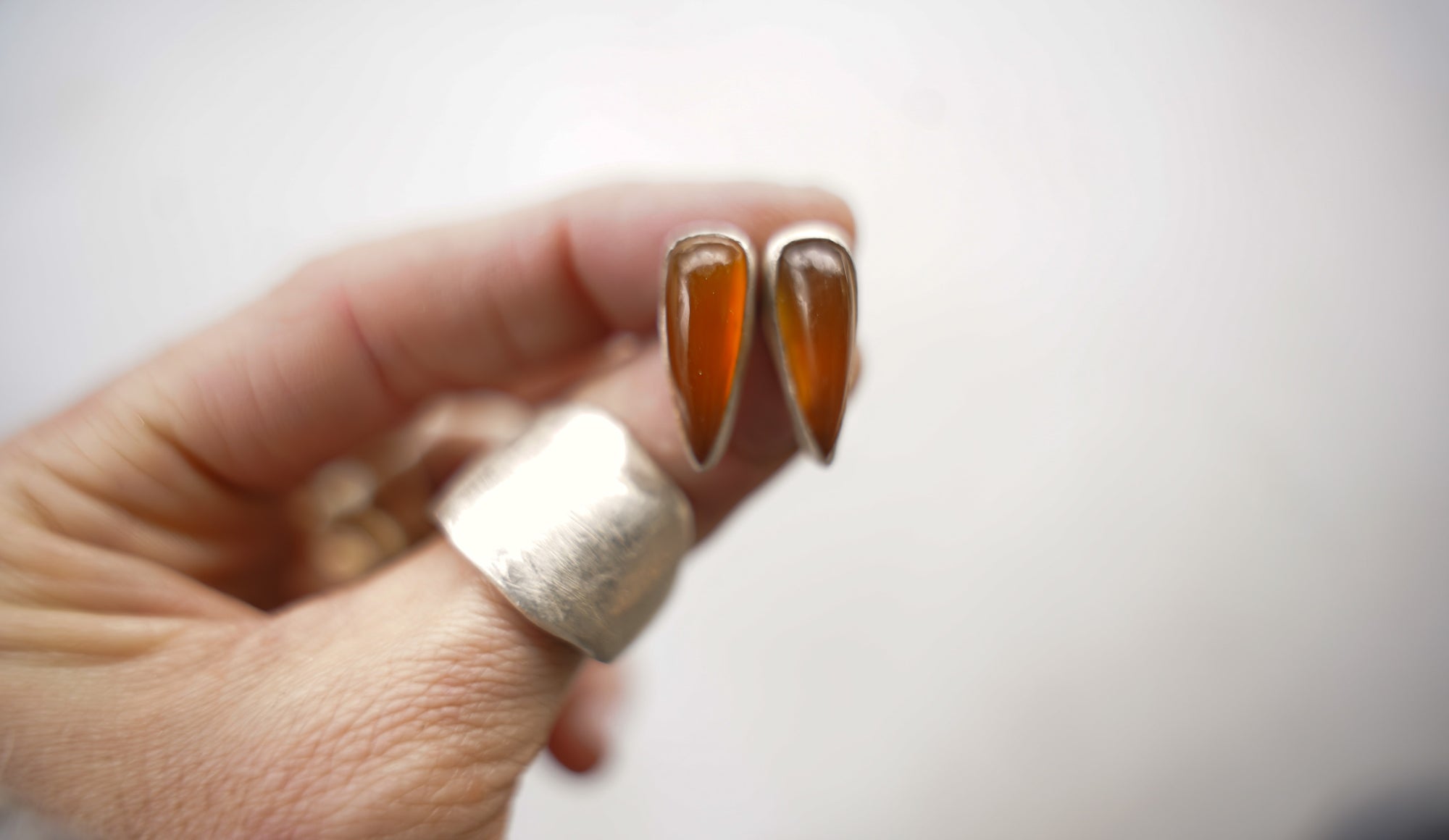 Honeycomb Chalcedony Spike Earrings ~ Sterling Silver ~ Small