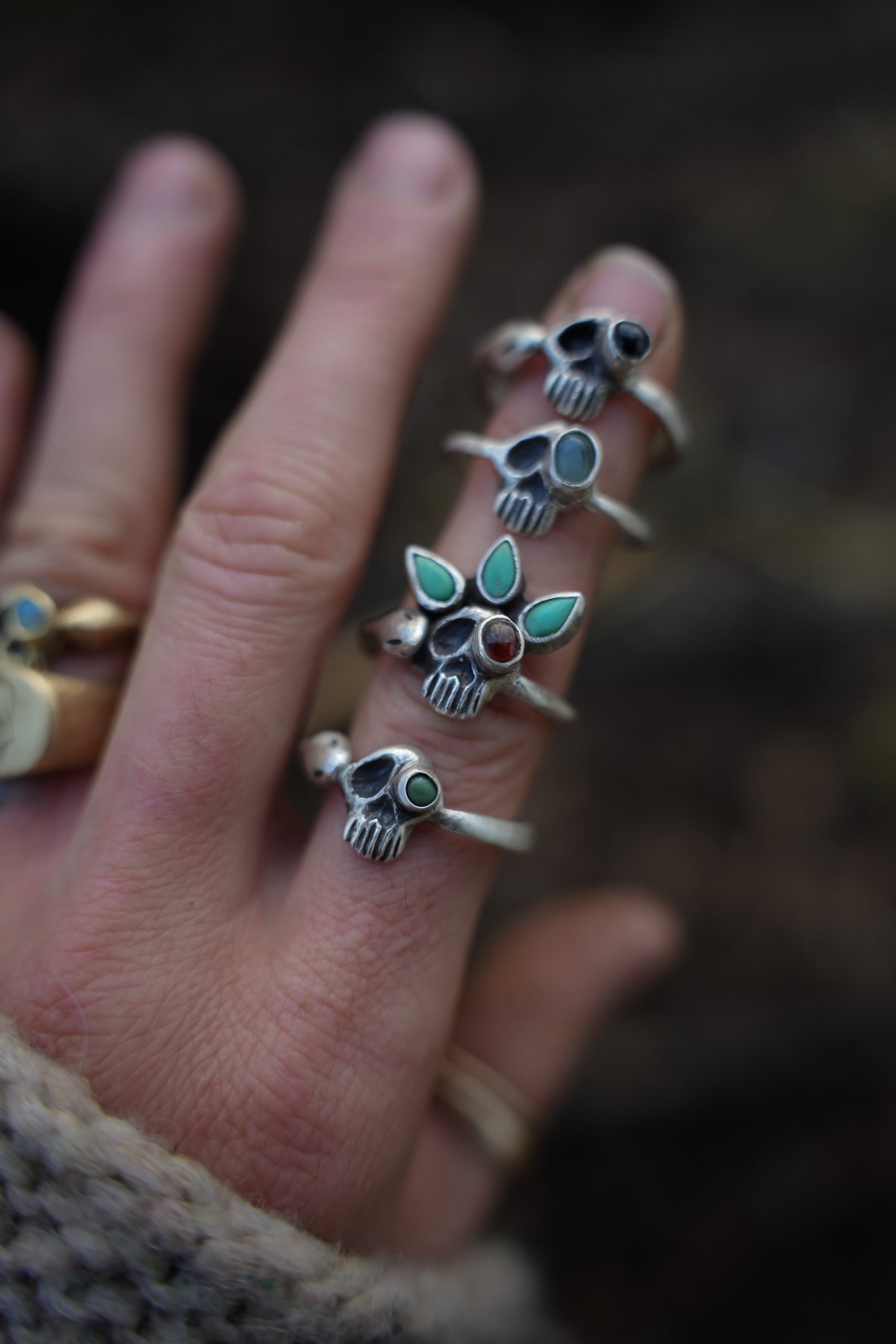Momento Mori Serpent Ring ~ Sterling Silver + Black Garnet ~ Size 9