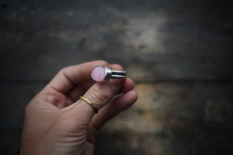 Horizon Line Ring ~ Pink Opal ~ Medium Band ~ Size 8.0