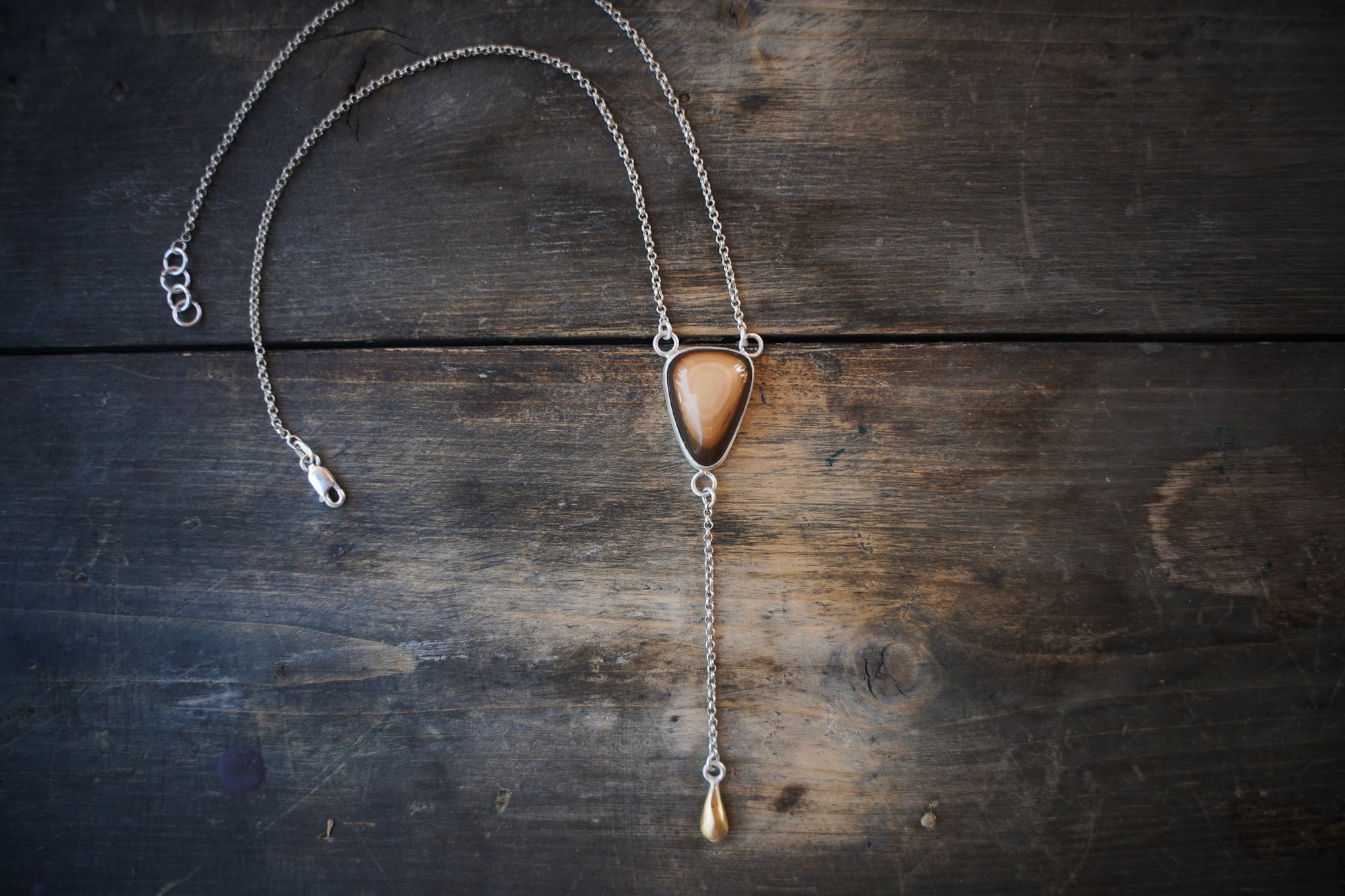 Fractions Lariat ~ 14kt Gold + Reclaimed Sterling Silver