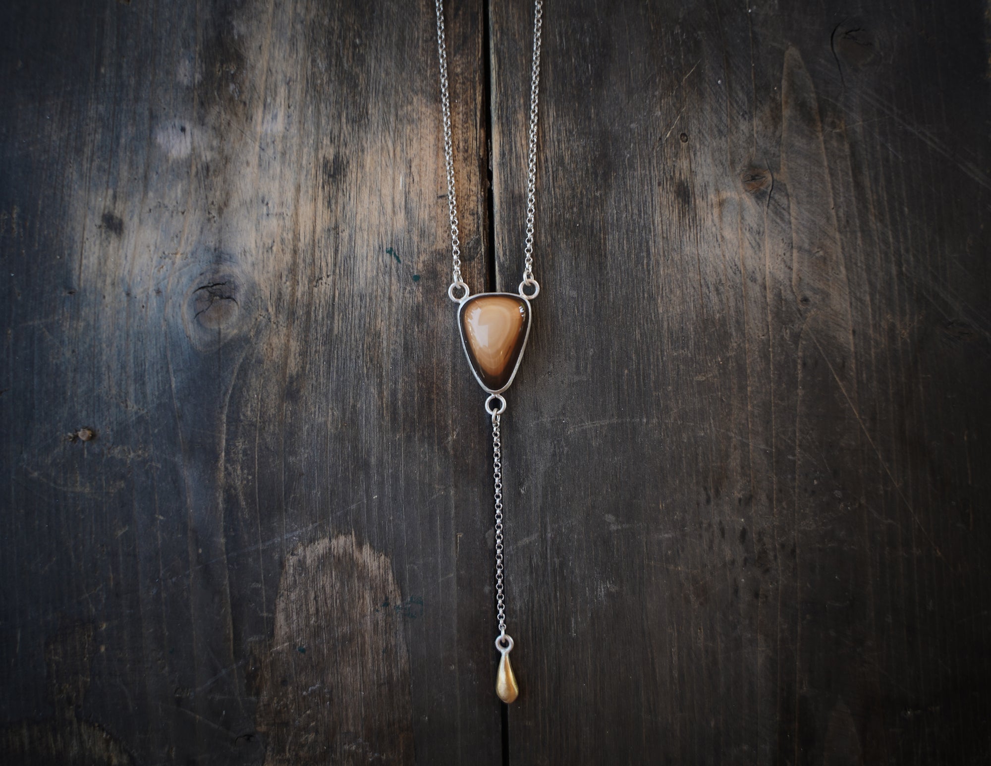 Fractions Lariat ~ 14kt Gold + Reclaimed Sterling Silver