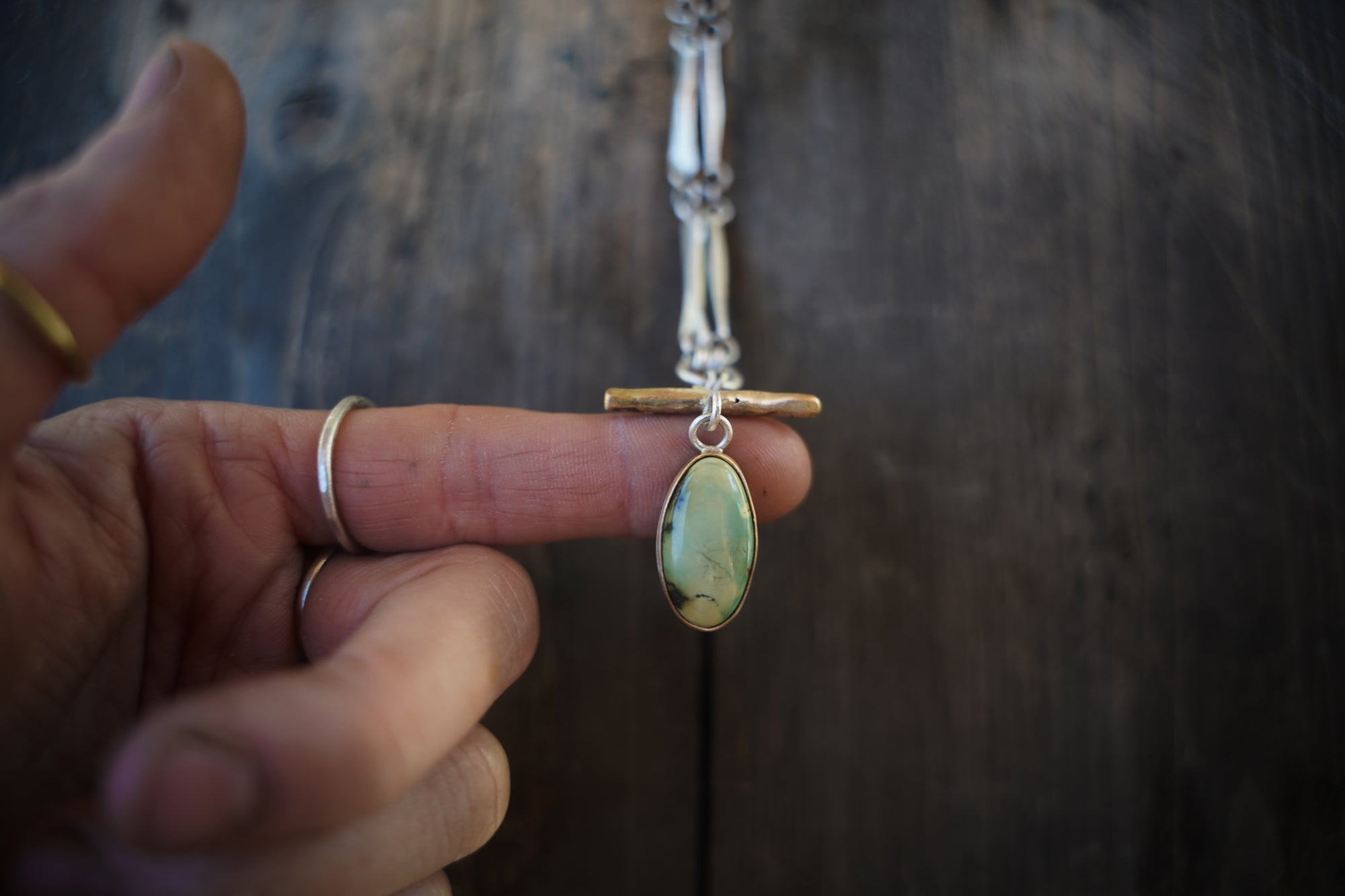 Rattlesnake Bones Necklace ~ Turquoise ~ 14kt Gold + Reclaimed Sterling Silver