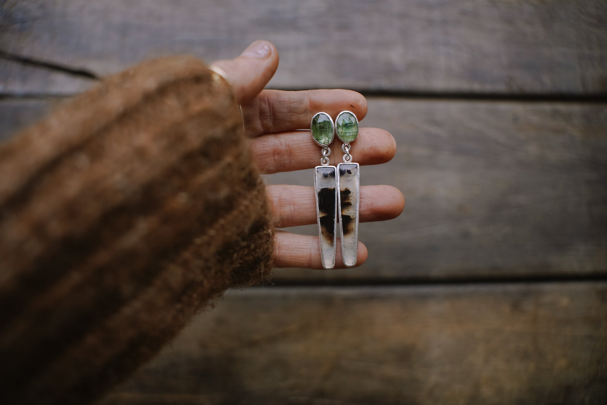 Agate Daggers ~ Green Kyanite + Montana Agate