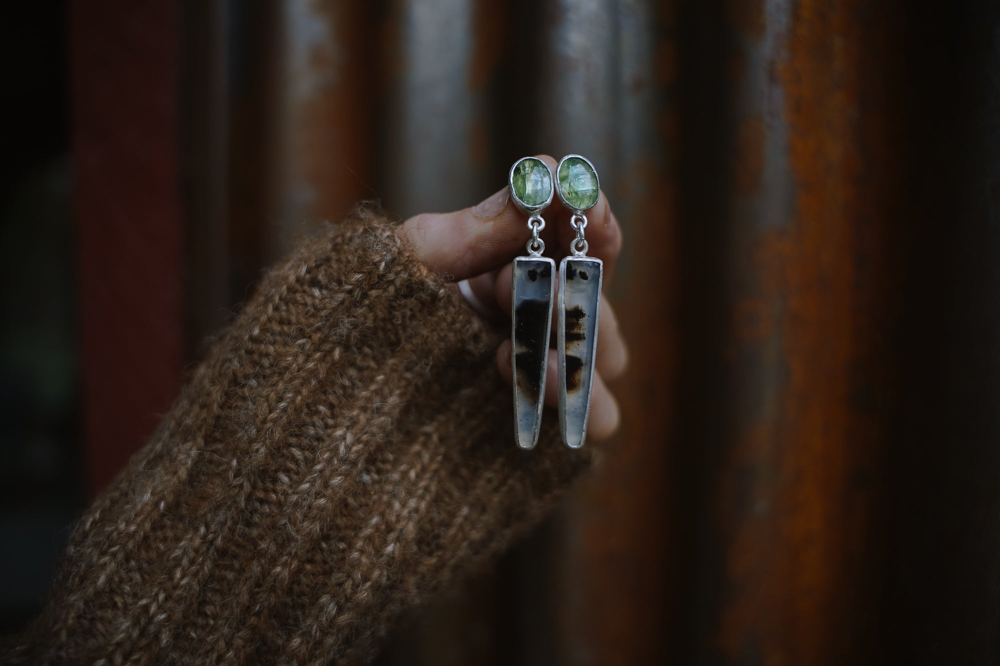 Agate Daggers ~ Green Kyanite + Montana Agate