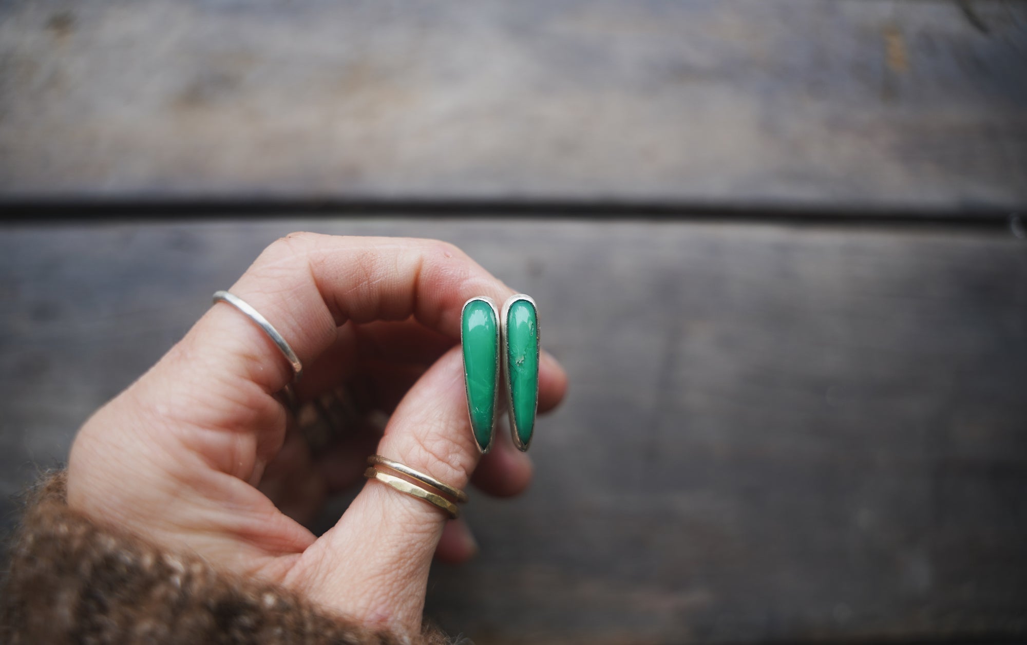 Chrysoprase Spike Earrings ~ AAA Gem Grade Goodness ~ Long