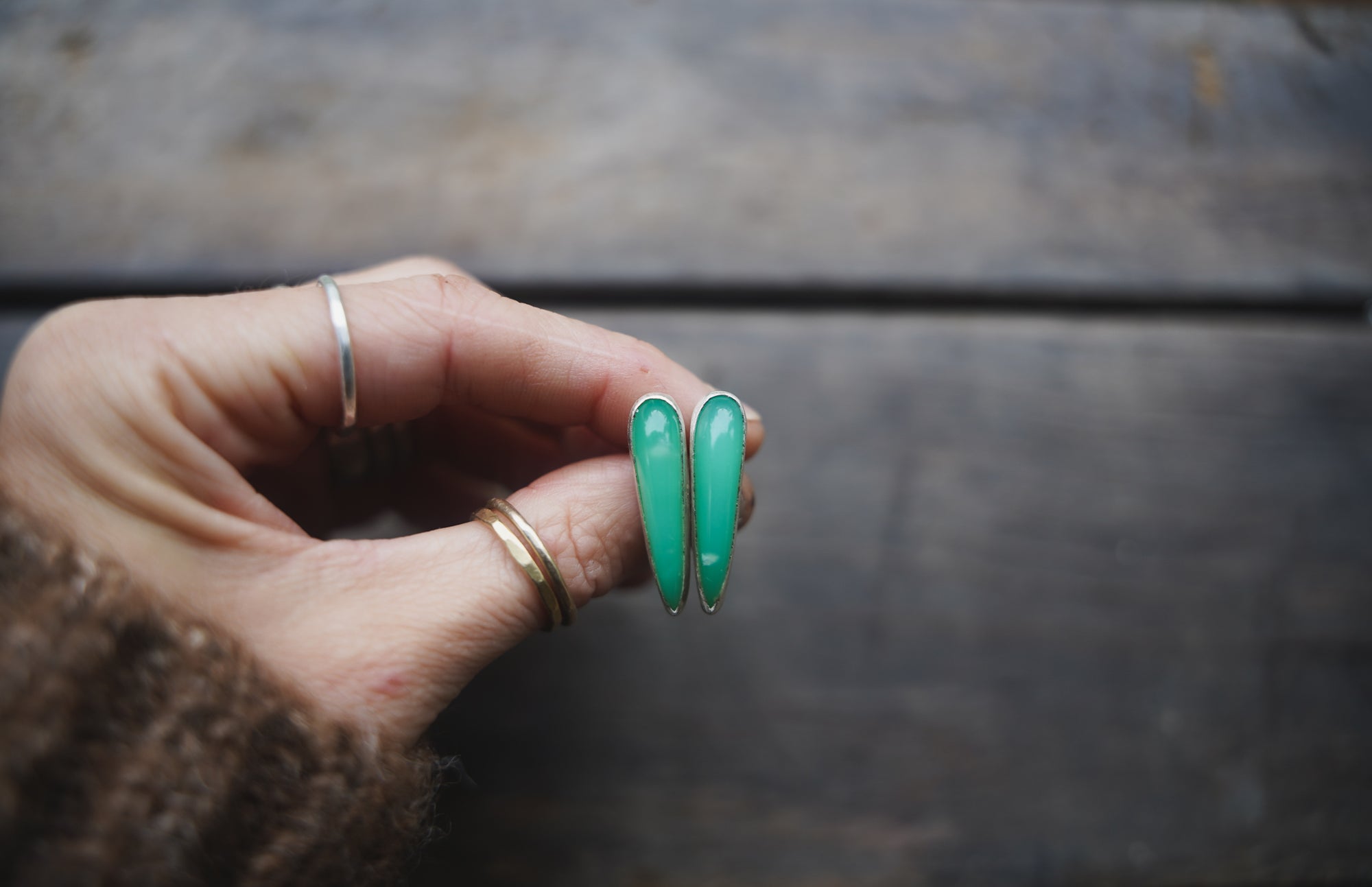 Chrysoprase Spike Earrings ~ AAA Gem Grade Goodness ~ Long