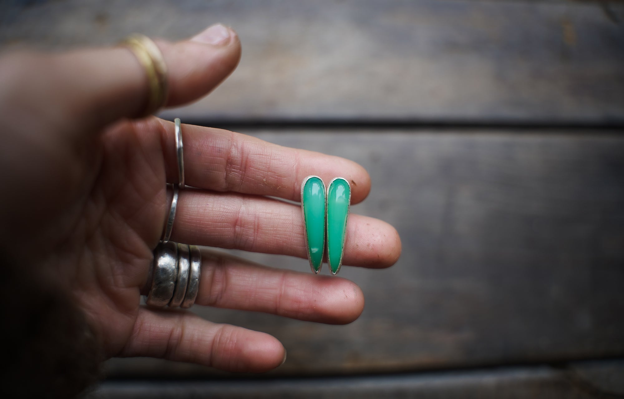 Chrysoprase Spike Earrings ~ AAA Gem Grade Goodness ~ Long