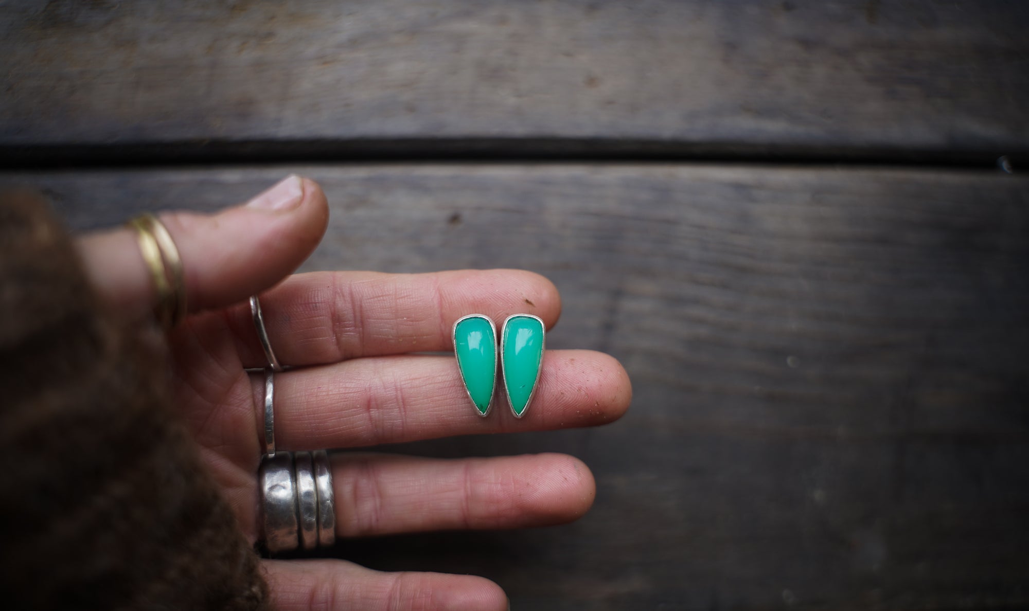 Chrysoprase Spike Earrings ~ AAA Gem Grade Goodness ~ Medium