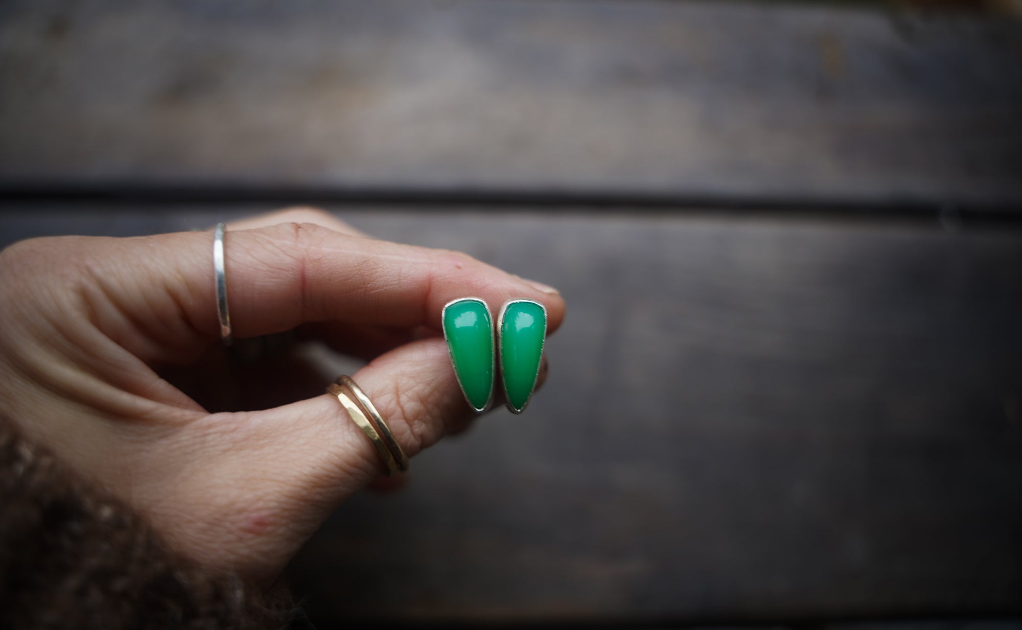 Chrysoprase Spike Earrings ~ AAA Gem Grade Goodness ~ Medium