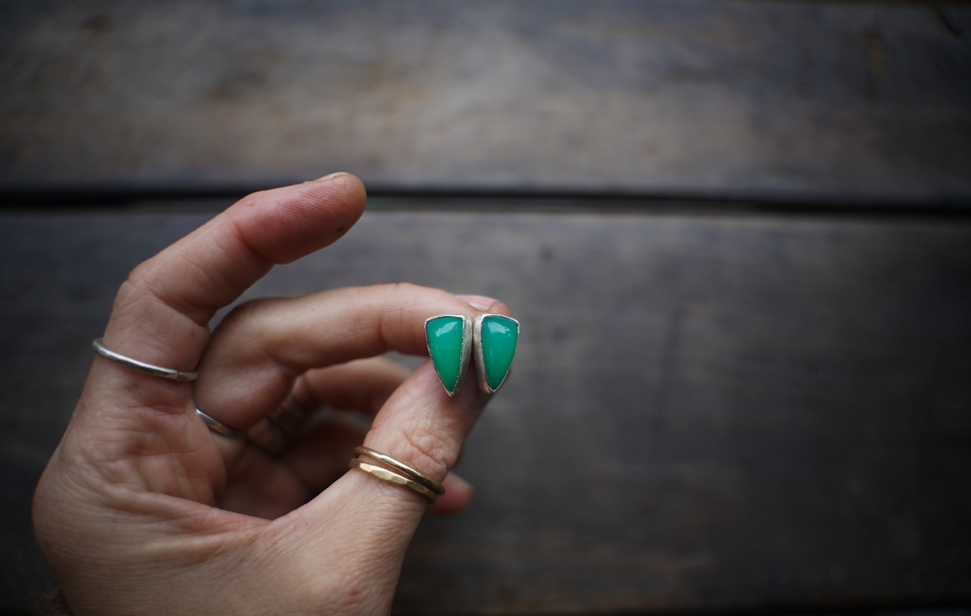 Chrysoprase Spike Earrings ~ AAA Gem Grade Goodness ~ Small