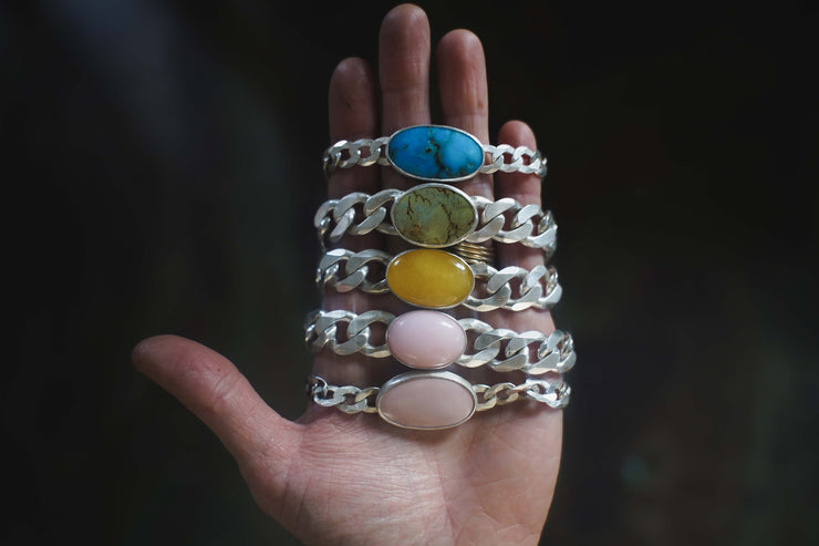 Torque Choker ~ Turquoise ~ Reclaimed Sterling ~ Extra-Wide Chain ...