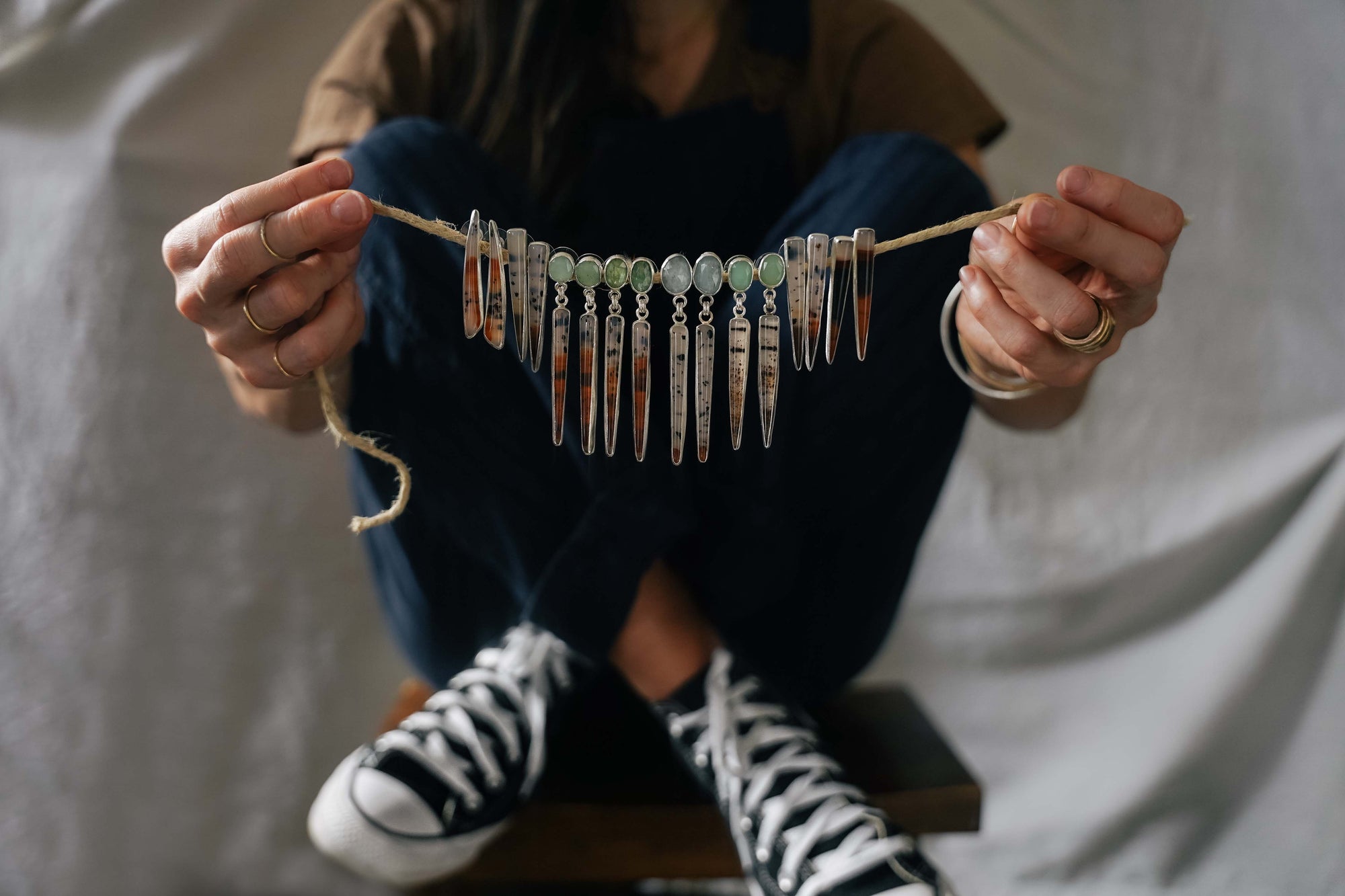 Agate Daggers ~ Green Kyanite + Montana Agate