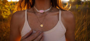 Torque Choker ~ Pink Opal ~ Reclaimed Sterling ~ Extra-Wide Chain