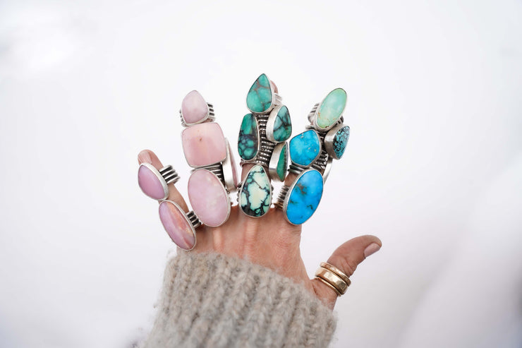 Pink Opal Rose Ring ~ 6.0-6.25 ~ Wide Band