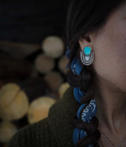 The New Athena Earrings ~ 14 kt Gold + Sterling Silver + Turquoise Posts