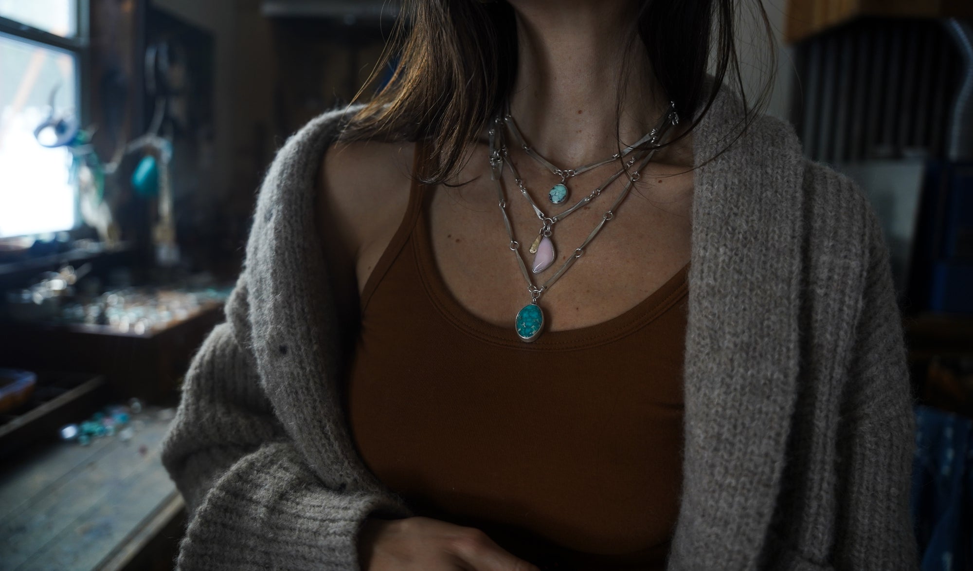 Rattlesnake Bones Necklace ~ Turquoise + Reclaimed Sterling