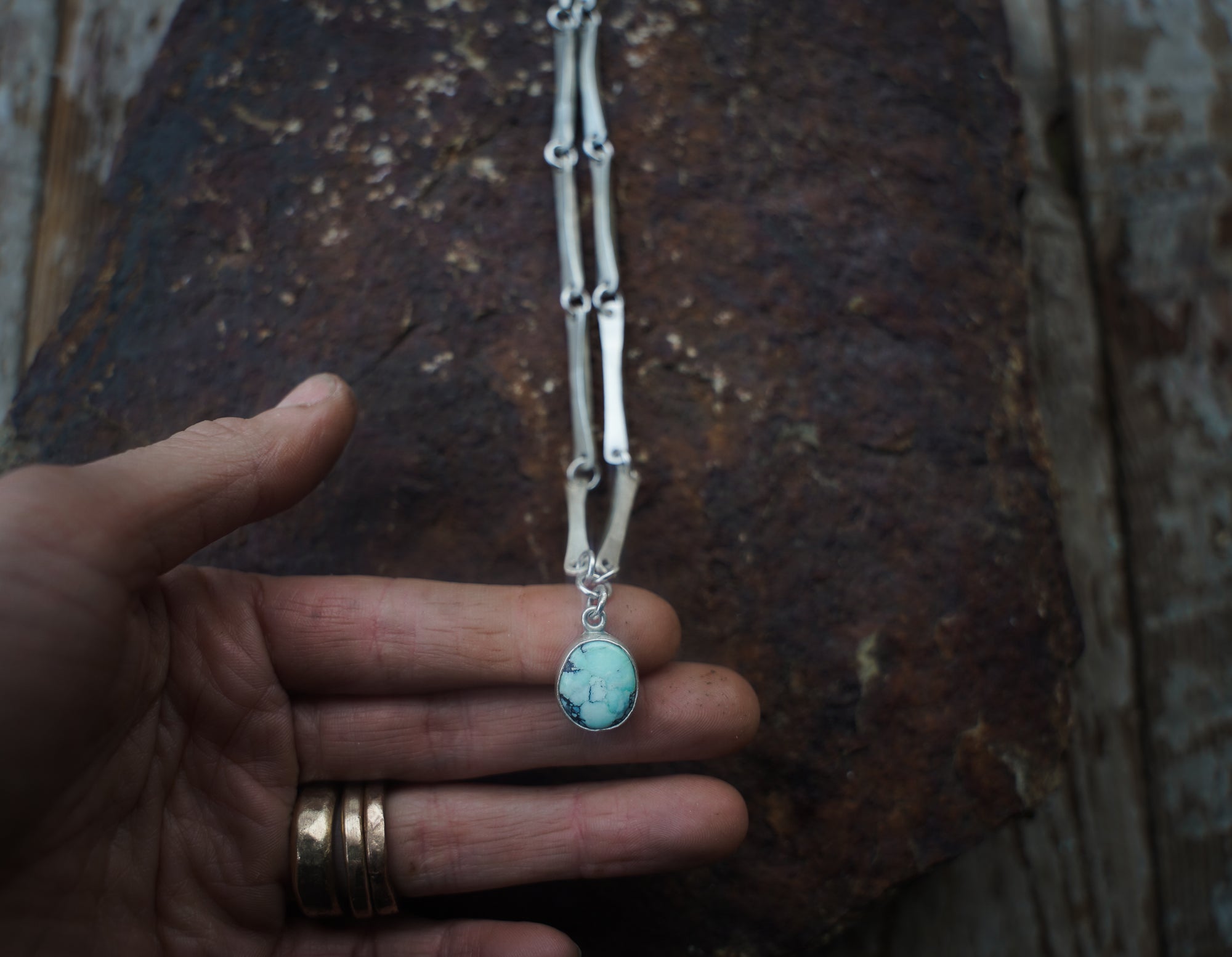 Rattlesnake Bones Necklace ~ Turquoise + Reclaimed Sterling