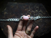 Torque Choker ~ Pink Opal ~ Reclaimed Sterling ~ Wide Chain