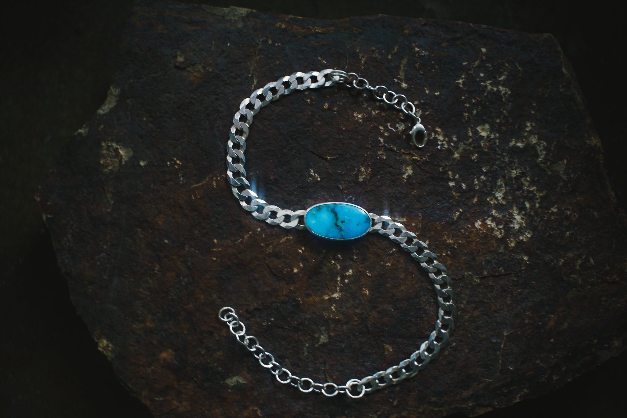 Torque Choker ~ Turquoise ~ Reclaimed Sterling ~ Extra-Wide Chain