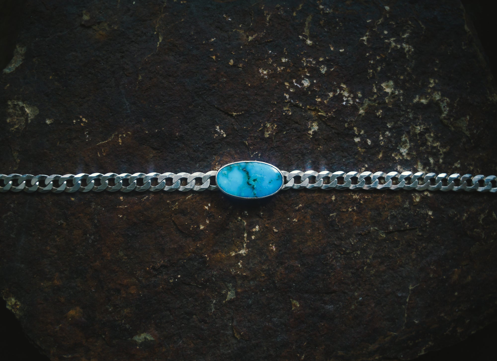 Torque Choker ~ Turquoise ~ Reclaimed Sterling ~ Extra-Wide Chain