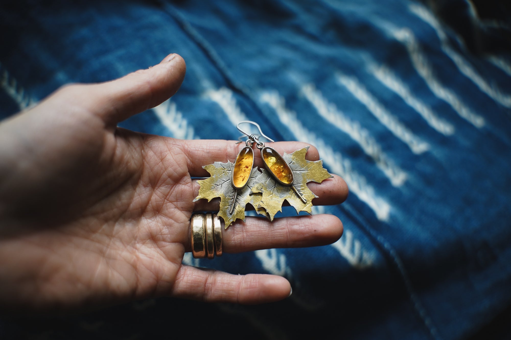 Maple Earrings ~ Baltic Amber